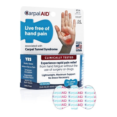 Hand-Based Carpal Tunnel Support Carpal AID Patch Plastic Left or Right Hand Clear Small (PK)