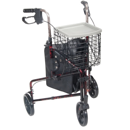 3 Wheel Rollator drive* Deluxe Flame Red Adjustable Height / Folding Aluminum Frame (EA)