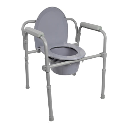 3-in-1 Commode Chair McKesson Fixed Arms Steel Frame Back Bar 13-1/2 Inch Seat Width 350 lbs. Weight Capacity (EA)