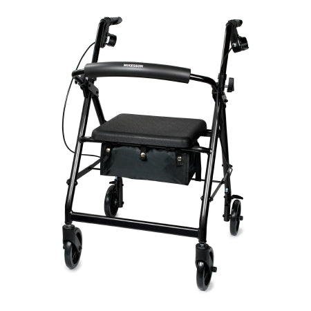 4 Wheel Rollator McKesson Black Adjustable Height / Folding Aluminum Frame (EA)