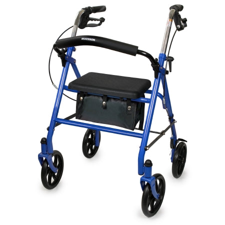 4 Wheel Rollator McKesson Blue Adjustable Height / Folding Steel Frame (EA)