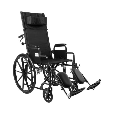 Reclining Wheelchair McKesson Desk Length Arm Swing-Away Elevating Legrest Black Upholstery 18 Inch Seat Width Adult 300 lbs. Weight Capacity (EA)