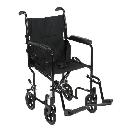 Transport Chair McKesson 19 Inch Seat Width Full Length Arm Swing-Away Footrest Aluminum Frame with Black Finish (EA)