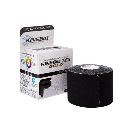 Kinesiology Tape Kinesio Tex Gold Black 2 Inch X 5-1/2 Yard Cotton NonSterile (EA)