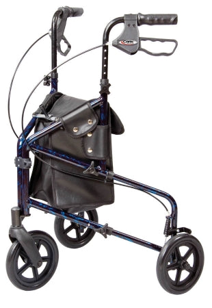 3 Wheel Rollator Carex? Marbled Blue Adjustable Height / Lightweight / Folding Aluminum Frame (EA)